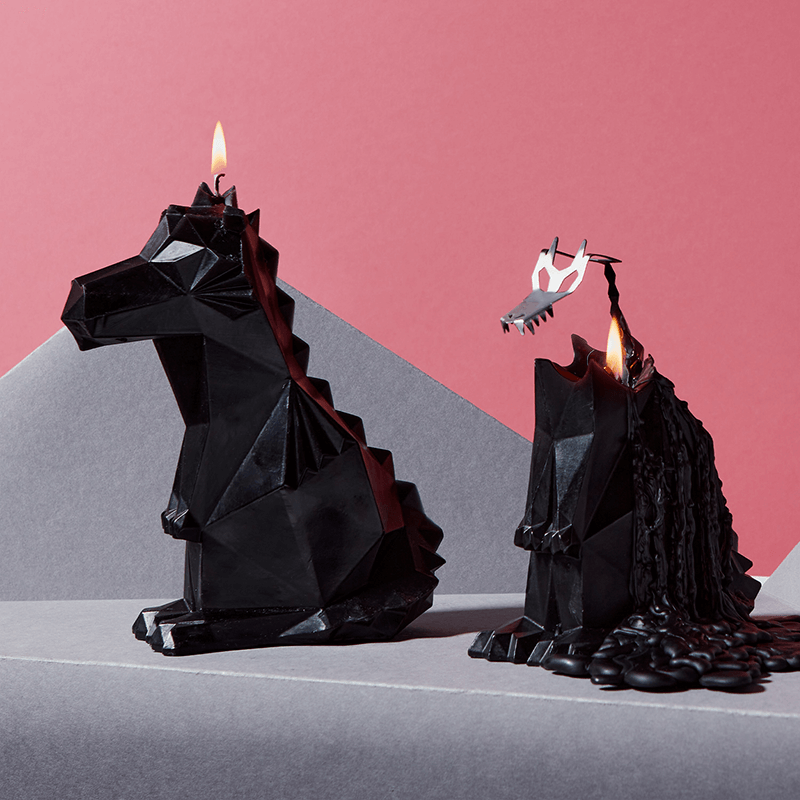 pyropet dreki dragon skeleton candle - black