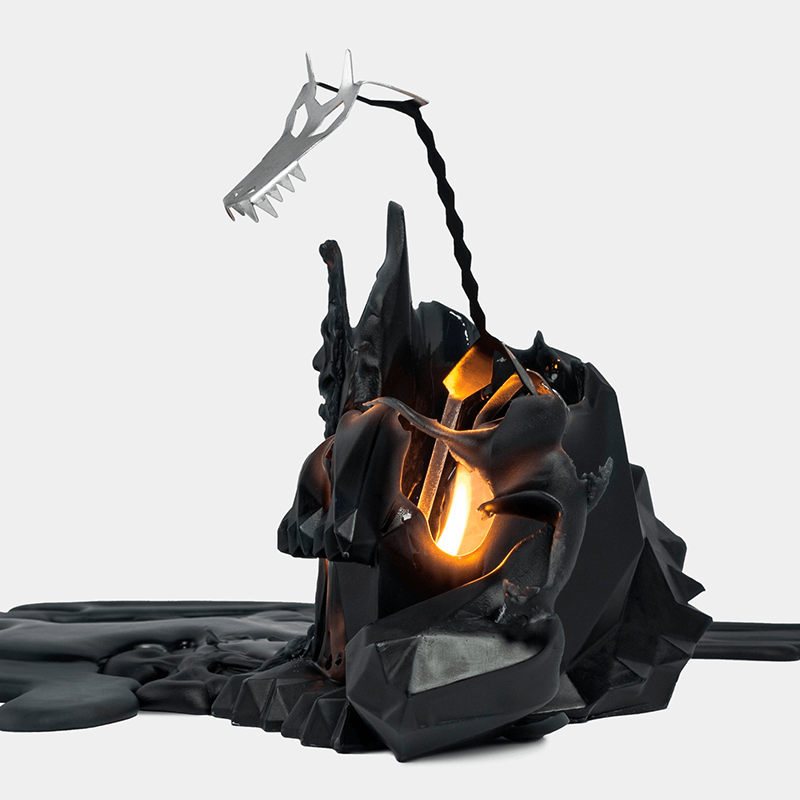 pyropet dreki dragon skeleton candle - black