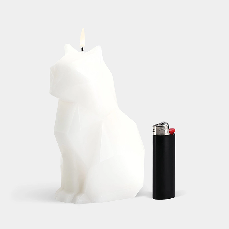 pyropet kisa cat skeleton candle - white