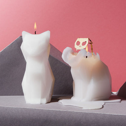 pyropet kisa cat skeleton candle - white