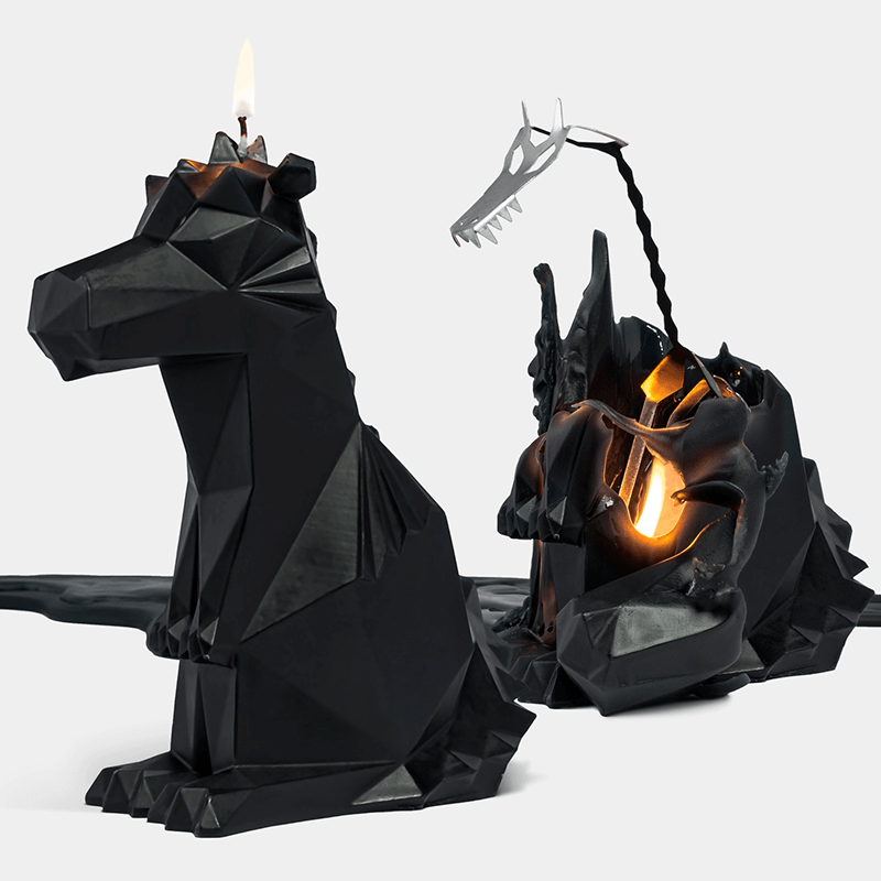 pyropet dreki dragon skeleton candle - black
