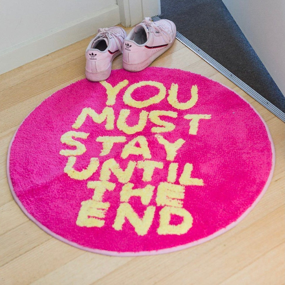 you must stay shaggy floor mat