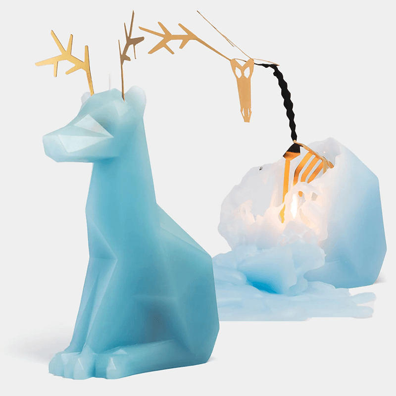 pyropet dyri reindeer candle - light blue